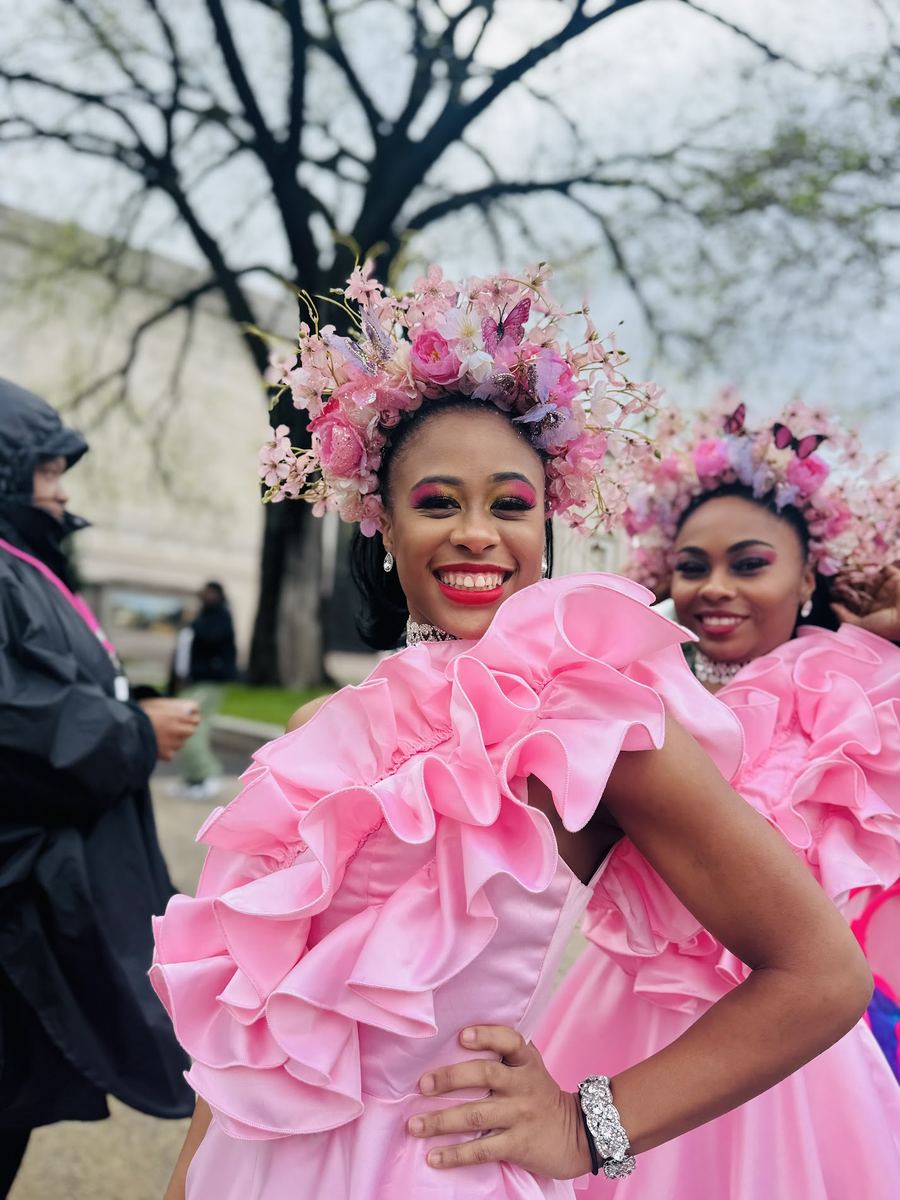 Amoni at the National Cherry Blossom Festival in pink gown